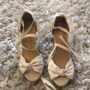 Wedges with ankle tie